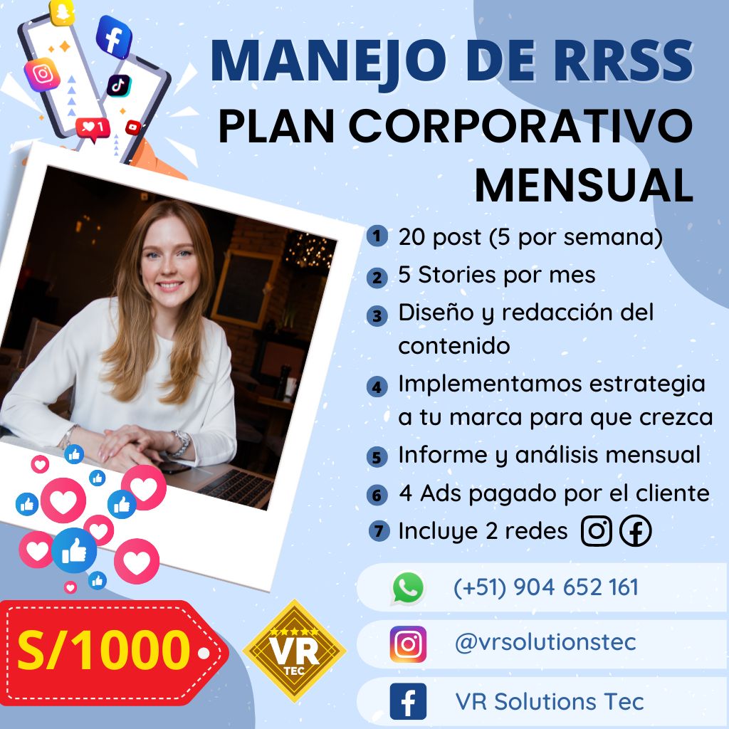 Plan Corporataivo Mensual RRSS